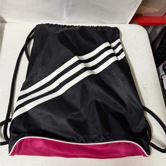 Adidas Fuchsia and Black Drawstring Backpack - Picture 2 of 3